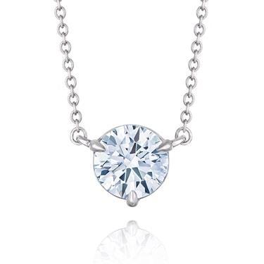 Pendente Per Collana Con Vero Diamante Solitario A Taglio Rotondo Da 1 Carato In Oro Bianco 14K