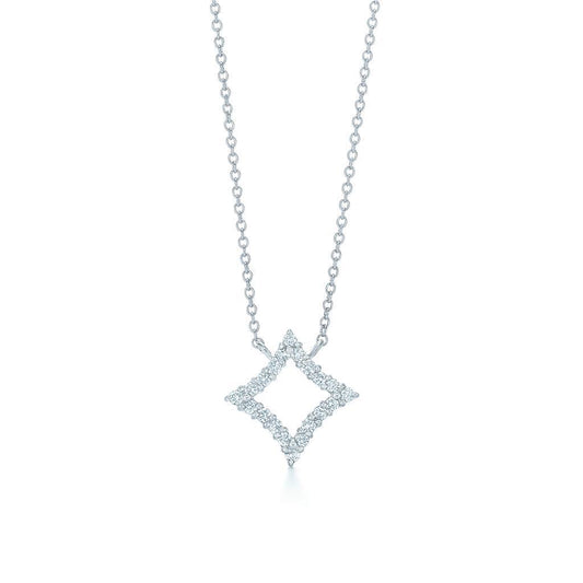 Pendente Per Collana Da Donna Con Vero Diamanti Rotondi Da 3 Carati In Oro Bianco Massiccio 14K