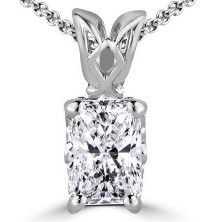 Pendente Per Collana In Oro Bianco 14K Con Naturale Diamanti Taglio Radiante 2.50 Carati