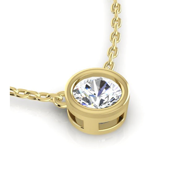 Pendente con Orecchio Di Cane Con Lunetta Rotonda Di Genuino Diamanti Da 1 Carato Con Catena In Oro Bianco 14K