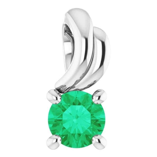 Pendente con Verde smeraldo tondo a punta 1 carato