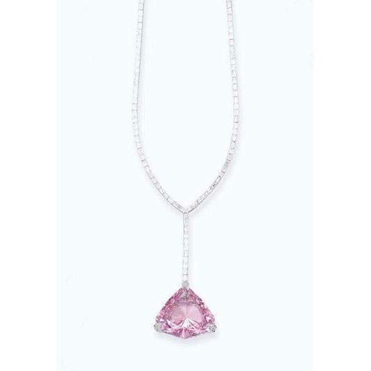 Pendente per collana da donna con diamanti taglio trilioni di Kunzite e baguette 14 ct. - harrychadent.it