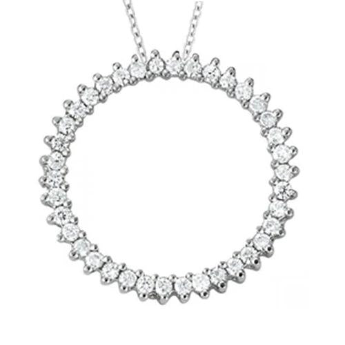 Pendente A Cerchio Con Vero Diamanti Tondi Da 1,25 Carati Senza Catena In Oro Bianco 14K