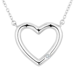 Pendente A Cuore Con Vero Diamante Tondo Taglio Brillante Da 0,50 Carati In Oro Bianco 14K