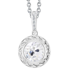 Pendente Antico Con Lunetta In Naturale Diamanti Taglio Rotondo Da 2,50 Carati Incastonata In Oro Bianco 14K