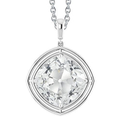 Pendente Antico Solitario Con Vero Diamante Taglio 5 Carati In Oro Bianco 14K