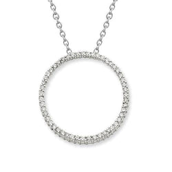 Pendente Circle Con Naturale Diamante Tondo Da 3,45 Carati In Oro Bianco 14K