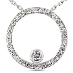 Pendente Con Castone Di Vero Diamanti Taglio Rotondo Da 1,55 Carati In Oro Bianco 14K