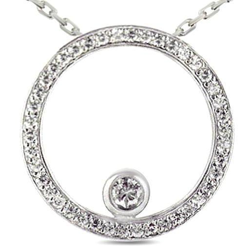 Pendente Con Castone Di Vero Diamanti Taglio Rotondo Da 1,55 Carati In Oro Bianco 14K