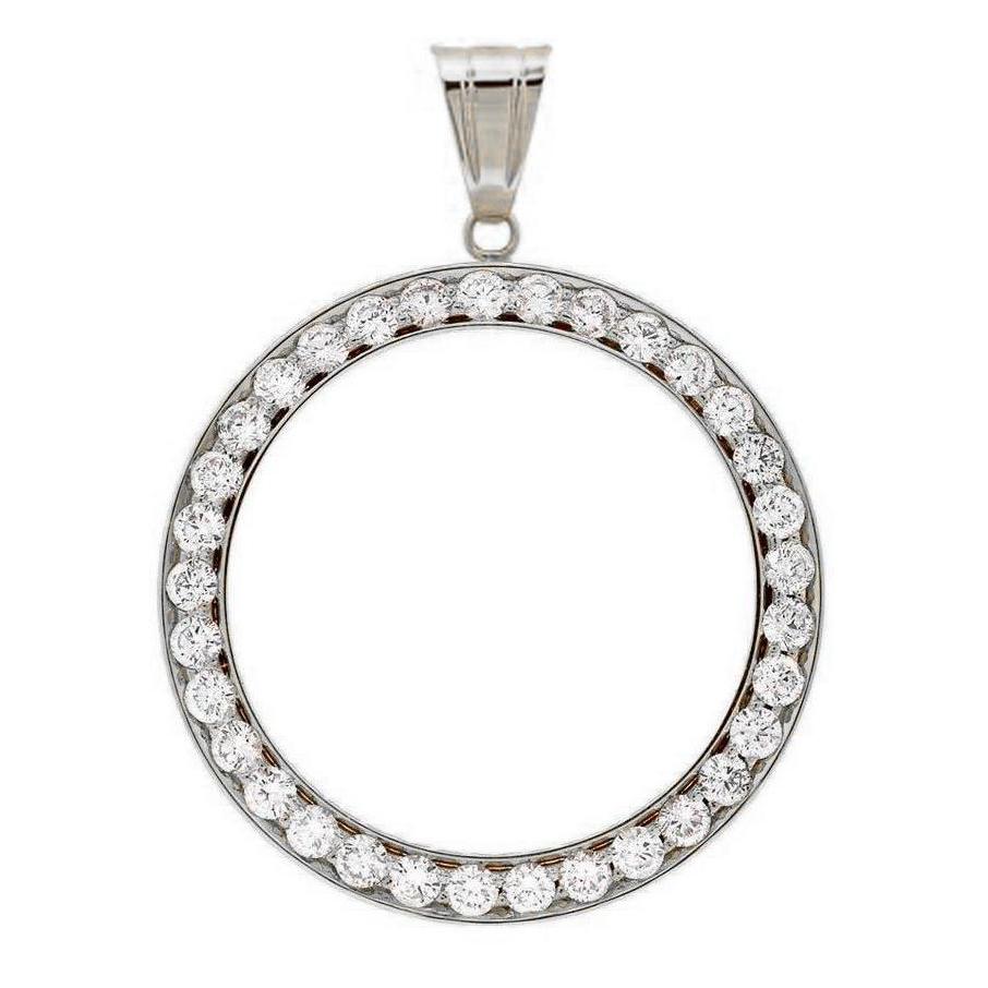 Pendente Con Castone In Naturale Diamanti Tondi Da 1 Carato In Oro 14K (Moneta Esclusa)