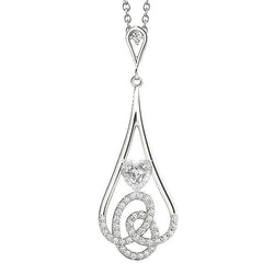 Pendente Con Cuore 2 Carati E Naturale Diamante Tondo E Vecchio Minatore In Oro Bianco 14K