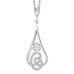 Pendente Con Cuscino Da 2 Carati E Vero Diamante Rotondo Con Taglio Antico Con Gambo Diviso E Oro Bianco 14K