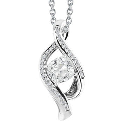 Pendente Con Cuscino Da 3,50 Carati E Vero Diamante Vecchio Minatore Taglio Rotondo In Oro Bianco 14K