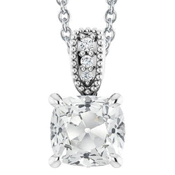 Pendente Con Cuscino Da 5,50 Carati E Genuino Diamanti Taglio Rotondo Di Un'Antica Diapositiva In Oro Bianco 14K
