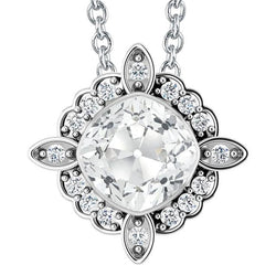 Pendente Con Cuscino Da 7 Carati E Naturale Diamante Tondo Old Miner Lunetta Scorrevole Incastonata In Oro 14K