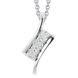 Pendente Con Naturale Diamante Cuscino 4,50 Carati 3 Pietre Old Miner In Oro Bianco 14K