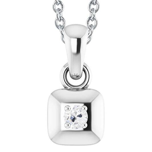 Pendente Con Naturale Diamante Tondo Da 1 Carato In Oro Bianco 14K