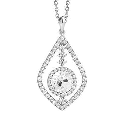 Pendente Con Naturale Diamante Tondo Taglio Antico Di 3 Carati E Oro Bianco 14K Su Cauzione