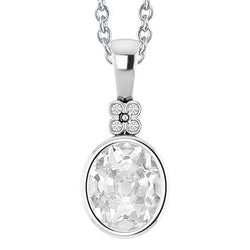 Pendente Con Naturale Diamanti Tondi Ovali Da 4,50 Carati E Montatura Da Vecchio Minatore In Oro Bianco 14K