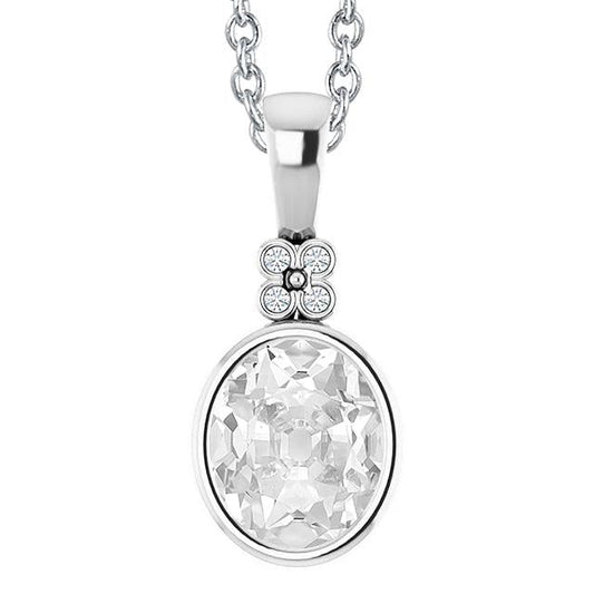 Pendente Con Naturale Diamanti Tondi Ovali Da 4,50 Carati E Montatura Da Vecchio Minatore In Oro Bianco 14K