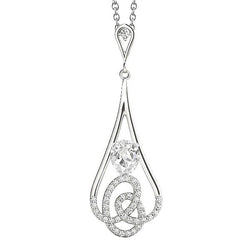 Pendente Con Pera 2 Carati E Genuino Diamante Taglio Rotondo Old Mine In Oro Bianco 14K