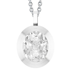Pendente Con Vecchio Solitario Ovale E Rotondo A Genuino Diamante Da 5 Carati In Oro Bianco 14K Con Cauzione Scorrevole