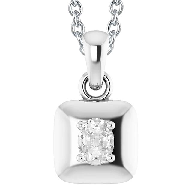 Pendente Con Vero Diamante Da Minatore Ovale Da 2 Carati Incastonato In Oro Bianco 14K