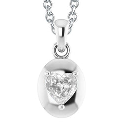 Pendente Con Vero Diamante Vecchio Minatore Cuore Da 2,50 Carati In Oro Bianco 14K