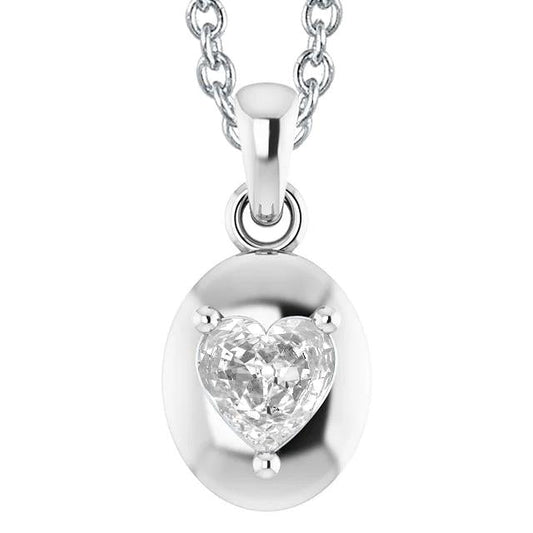 Pendente Con Vero Diamante Vecchio Minatore Cuore Da 2,50 Carati In Oro Bianco 14K