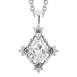Pendente Con Vero Diamanti A Forma Di Pera Da 3,50 Carati Incastonati In Oro Bianco 14K Con Artiglio Di Minatore