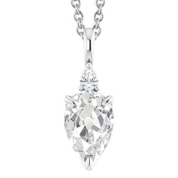 Pendente Con Vero Diamanti Taglio Pera Da 3,50 Carati In Oro Bianco 14K