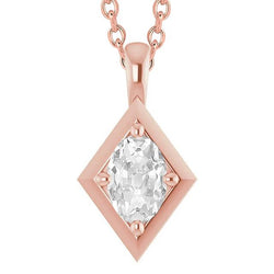 Pendente Da Donna Con Genuino Diamante Taglio Ovale 2,50 Cartas In Oro Rosa 14K