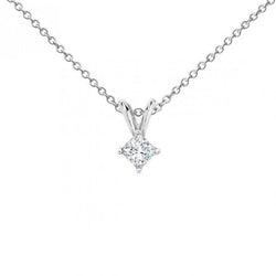 Pendente Da Donna Con Genuino Diamanti Taglio Princess Da 0,75 Carati In Oro Bianco 14K