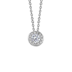 Pendente Donna Con Naturale Diamante Taglio Rotondo 0.75 Carati G Vs1/Vvs1 In Oro Bianco 14K