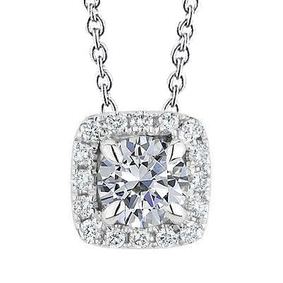 Pendente Halo Con Naturale Diamante Taglio Rotondo Da 2.75 Carati In Oro Bianco 14K