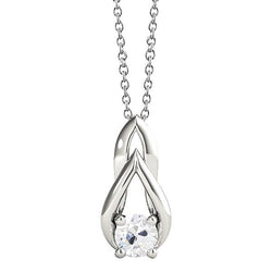 Pendente In Oro Bianco 14K Con Genuino Diamante Tondo Da 1 Carati A Forma Di Antico Minatore A V