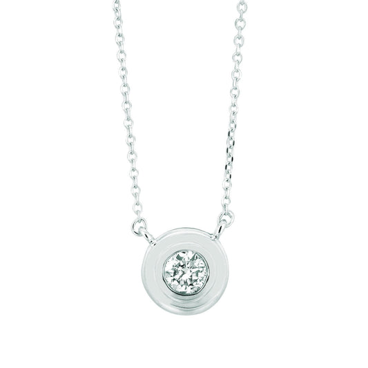 Pendente Per Collana Con Castone Di Genuino Diamanti 0.30 Carati In Oro Bianco 14K