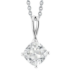Pendente Solitario Con Catena Scorrevole Di Genuino Diamanti Cuscino Da 5 Carati Old Miner In Oro Bianco 14K