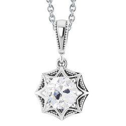 Pendente Solitario Con Genuino Diamante Tondo Da 2 Carati Old Miner Star Style In Oro Bianco 14K