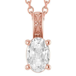 Pendente Solitario Con Miniera Di Genuino Diamanti A Taglio Ovale Da 5 Carati In Oro Bianco 14K