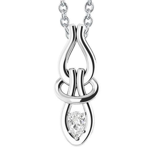 Pendente Solitario Con Naturale Diamante Taglio Pera Da 1 Carato In Oro Bianco 14K