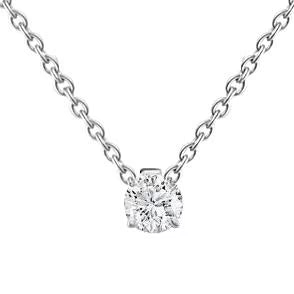Pendente Solitario Con Vero Diamante Da 0,40 Ct In Gioielli In Oro Bianco 14K