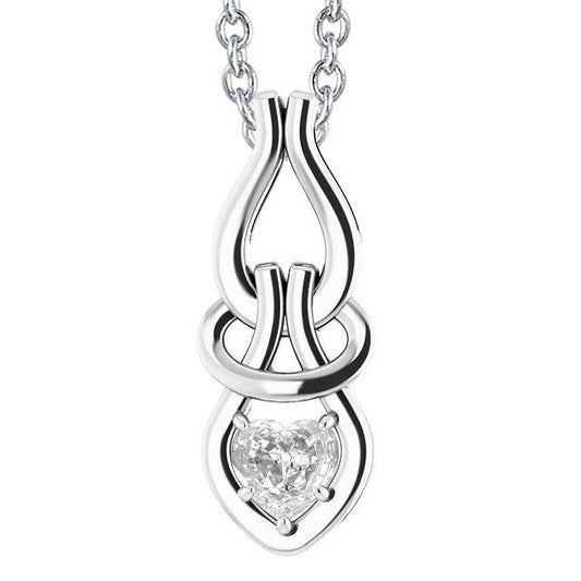 Pendente Solitario Cuore Con Genuino Diamanti Old Cut Da 1,50 Carati In Oro Bianco 14K