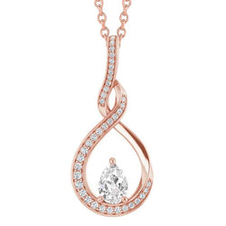 Pendente Stile Infinito 2.50 Carati Pera E Genuino Diamante Taglio Rotondo Vecchio Diapositiva In Oro Bianco 14K