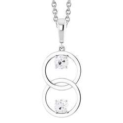 Pendente Taglio Antico Con Genuino Diamante Tondo Da 1 Carato Due Pietre In Oro Bianco 14K