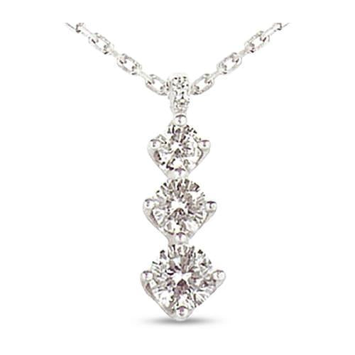 Pendente Trilogy Con Vero Diamanti Tondi Da 1 Carato In Oro Bianco 14K
