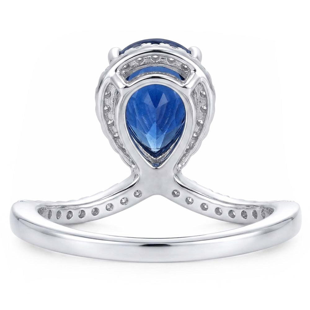 Pera Halo Diamond Ring Enhancer Zaffiro blu naturale 3.50 carati