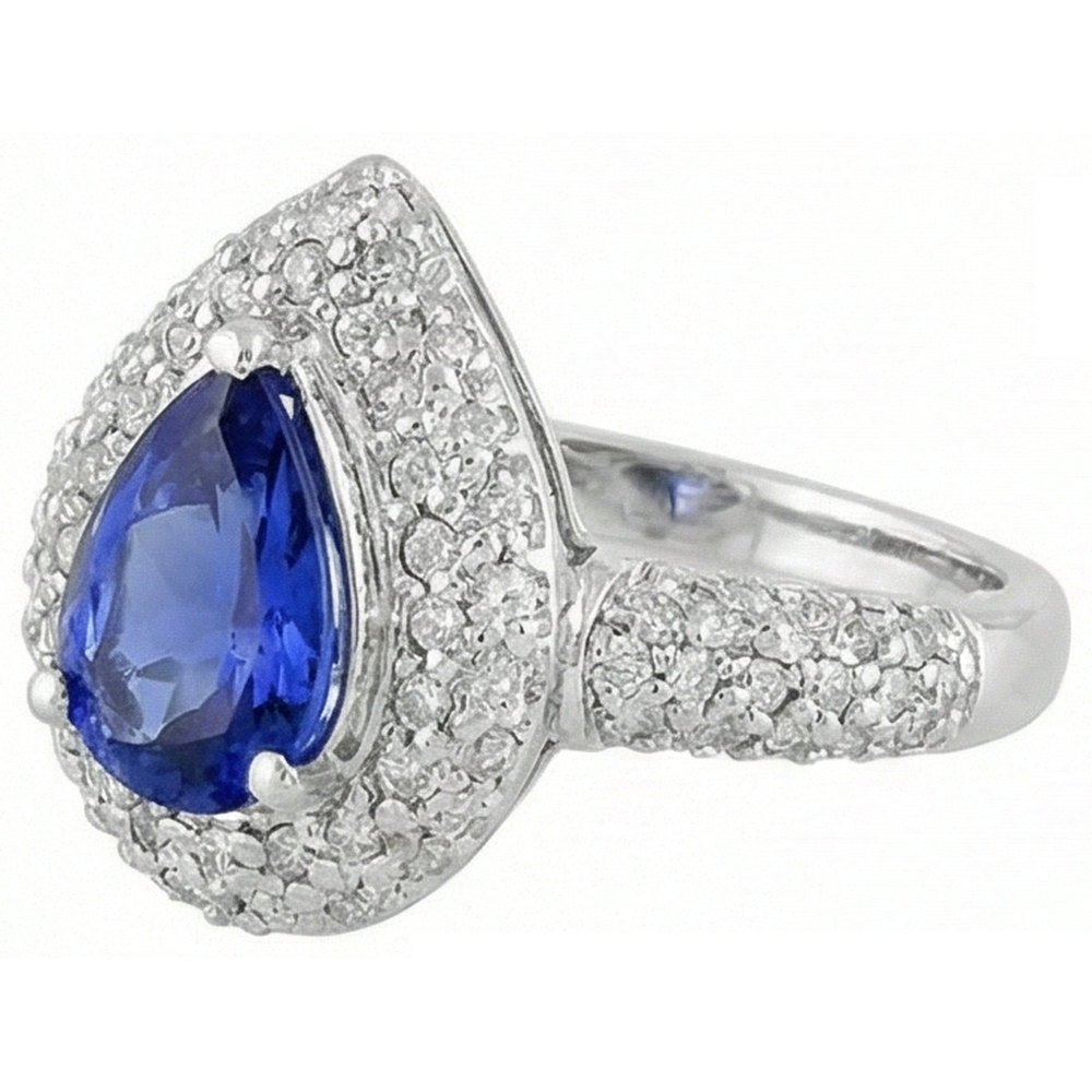 vero round tanzanite 4.40carati anello dettaglio ravvicinato