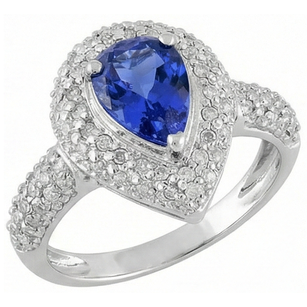 vero round tanzanite 4.40carati anello vista dall'alto