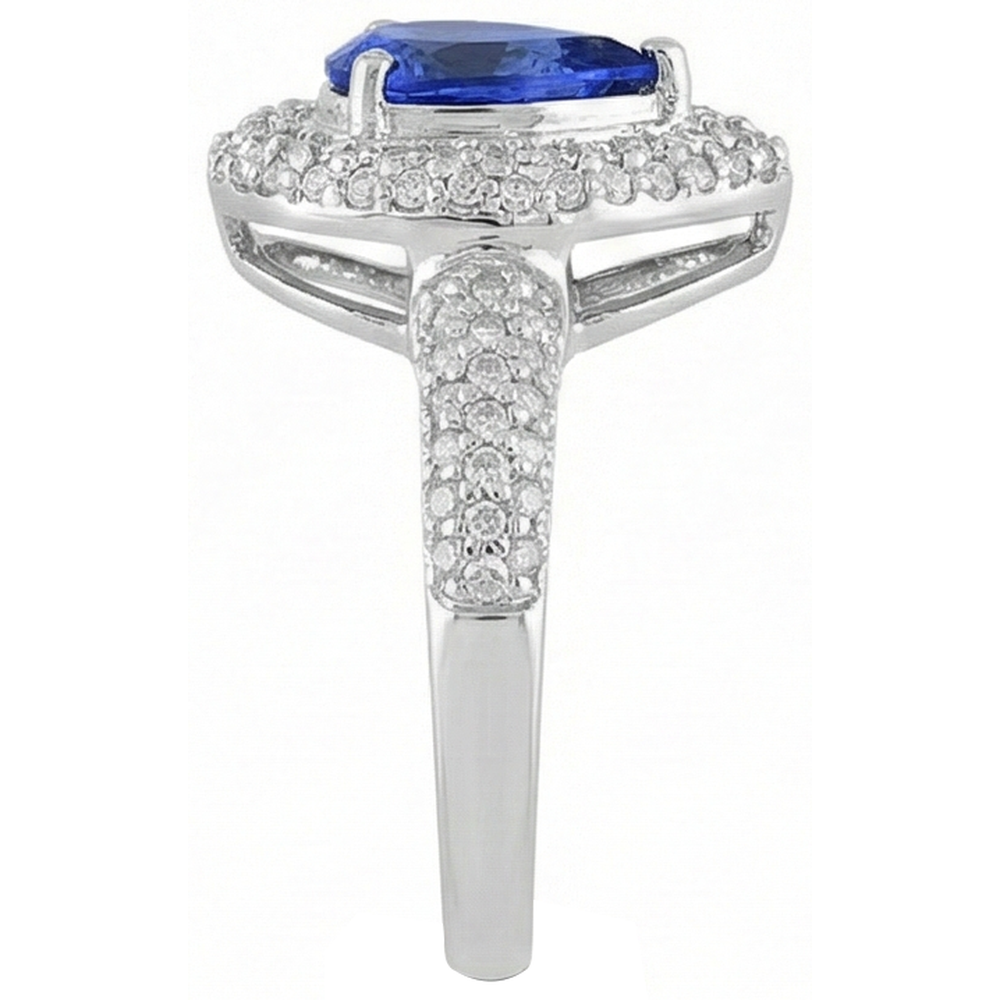 vero round tanzanite 4.40carati anello su bianco